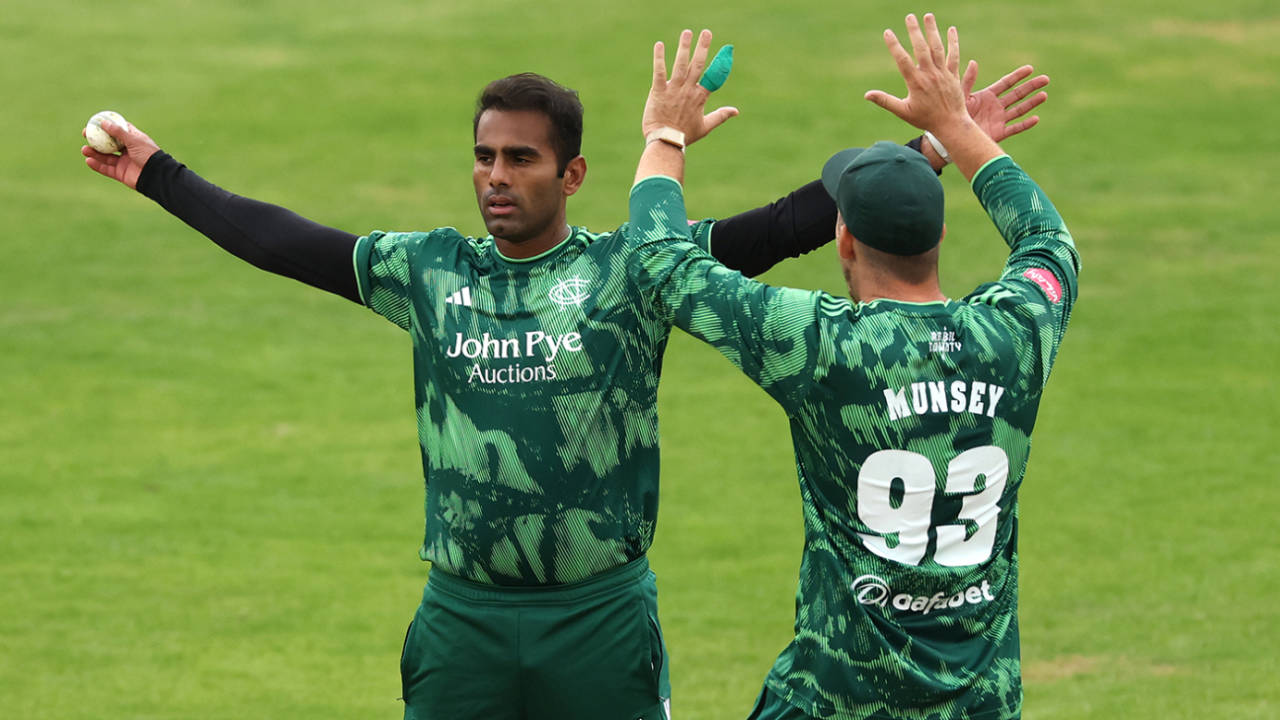 Mohammad Ali celebrates after securing victory off the final ball, Durham vs Nottinghamshire, Men's T20 Blast, Chester-le-Street, July 5, 2026