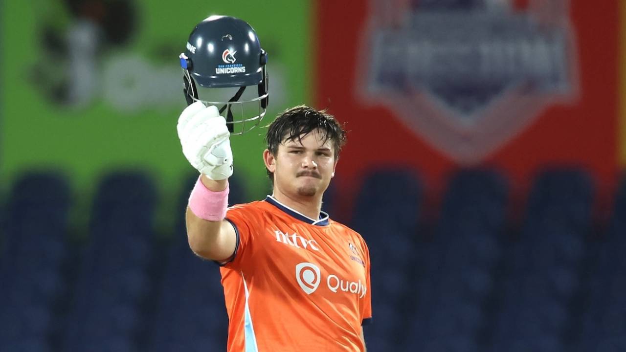 Lhuan-dre Pretorius brought up his first T20 century, MI New York vs San Francisco Unicorns, MLC 2026, Dallas, July 8, 2026