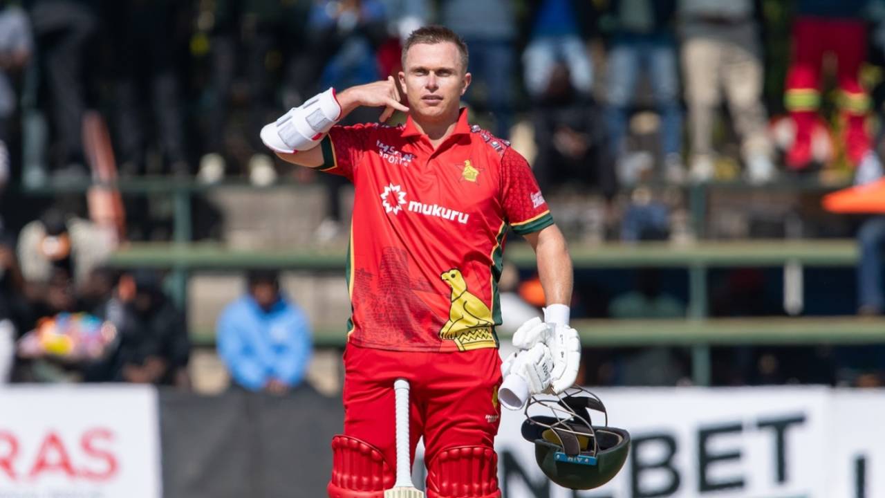 Ben Curran celebrates his hundred, Zimbabwe vs Bangladesh, 2nd ODI, Harare, July 9, 2026