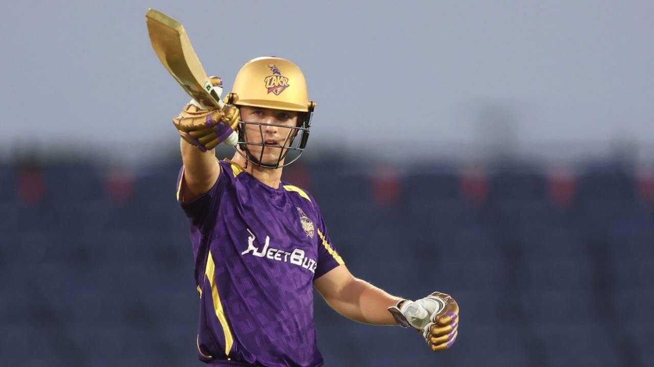 Matthew Tromp raises his fifty, Los Angeles Knight Riders vs Washington Freedom, MLC 2026, Dallas, July 9, 2026