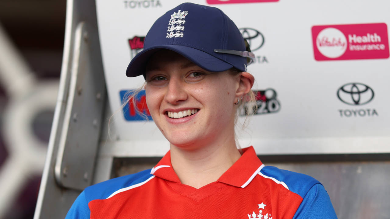 Charlie Dean looks on from the dug-out during the T20I series against India, England vs India, June 2, 2026
