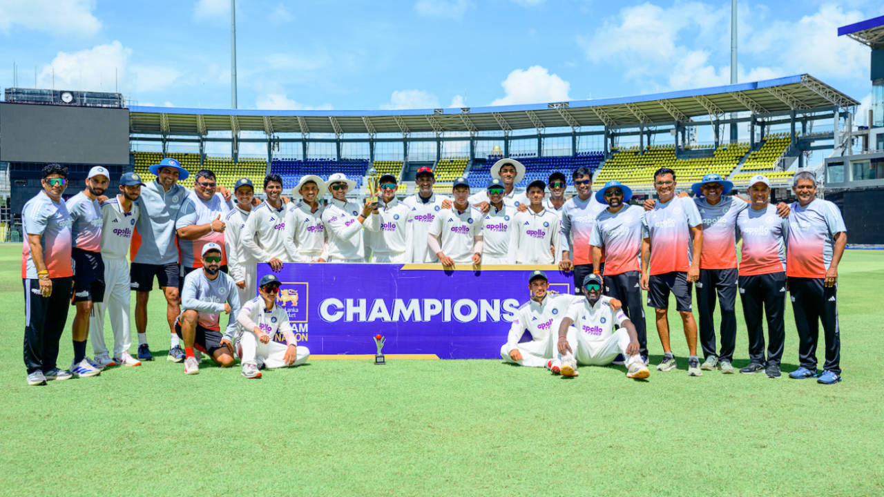 India Under-19s celebrate their big win, Sri Lanka Under-19 vs India Under-19, 2nd Youth Test, 4th day, Colombo, July 23, 2026
