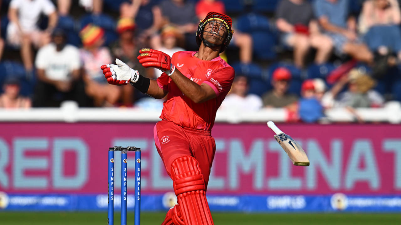 Rachin Ravindra loses his bat... and his wicket, Welsh Fire vs London Spirit, The Hundred (Men's), Sophia Gardens, August 12, 206