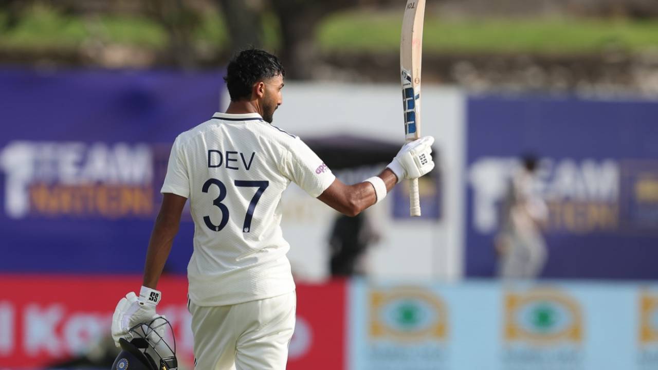 Devdutt Padikkal brought up a maiden century in just his third Test, Sri Lanka vs India, 1st Test, Galle, 1st day, August 15, 2026