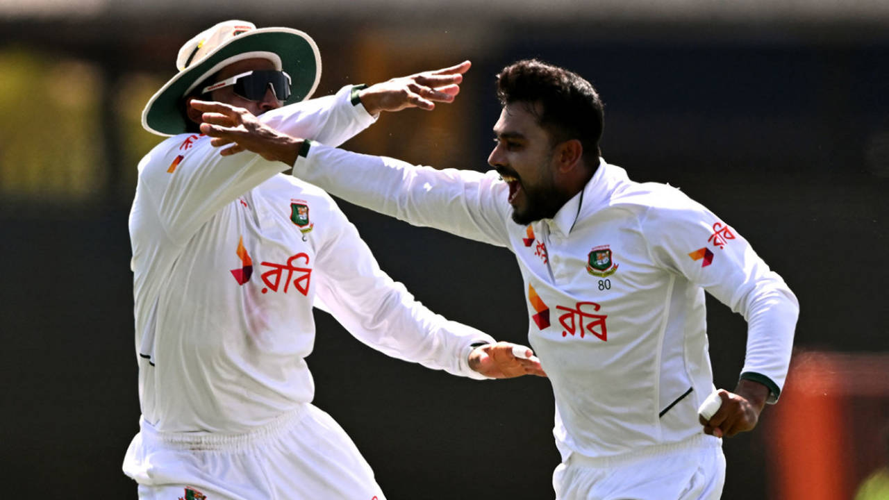 Mehidy Hasan Miraz sets off on another celebration run, Australia vs Bangladesh, 1st Test, Darwin, 4th day, August 16, 2026