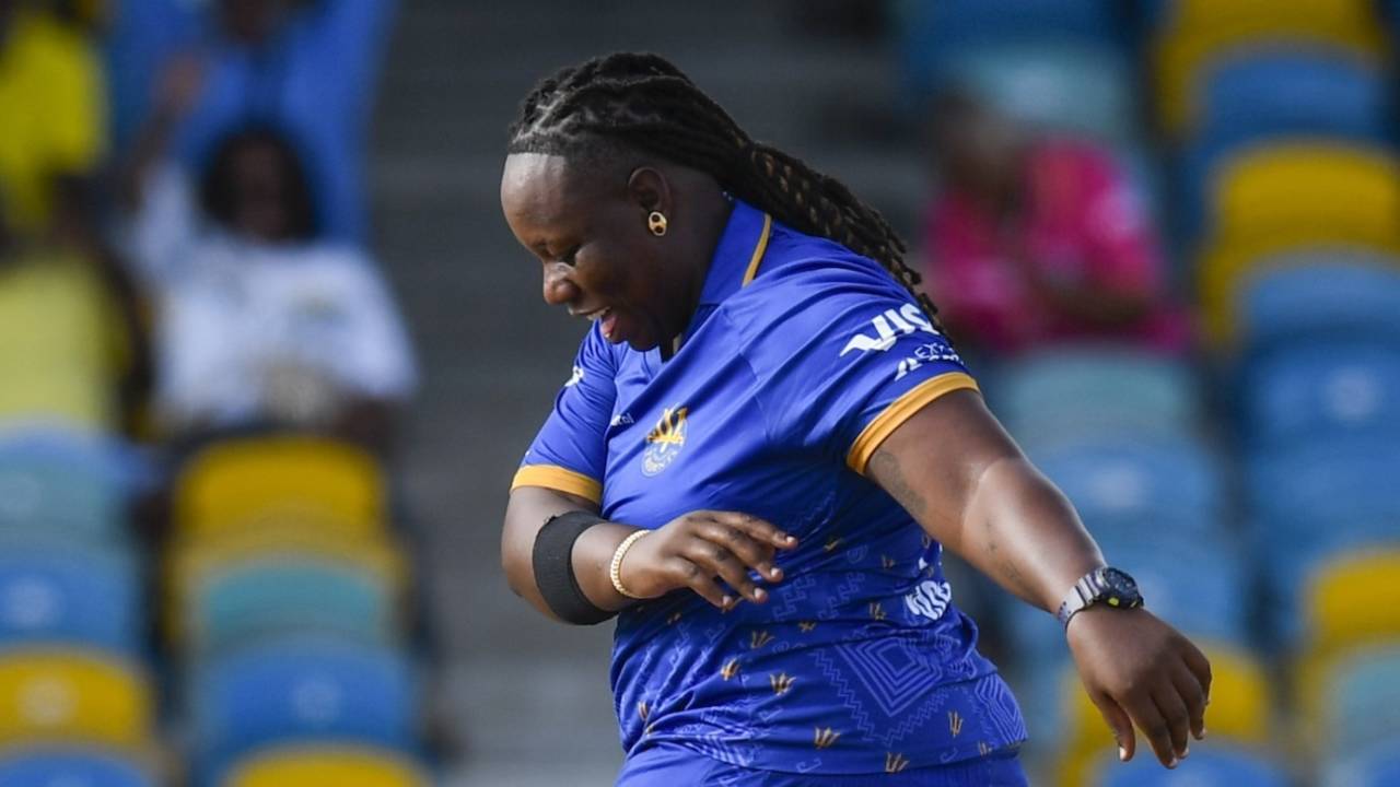 Qiana Joseph does a jig after picking up a wicket, Barbados Tridents vs Trinbago Knight Riders, WCPL 2026, Bridgetown, September 5, 2026