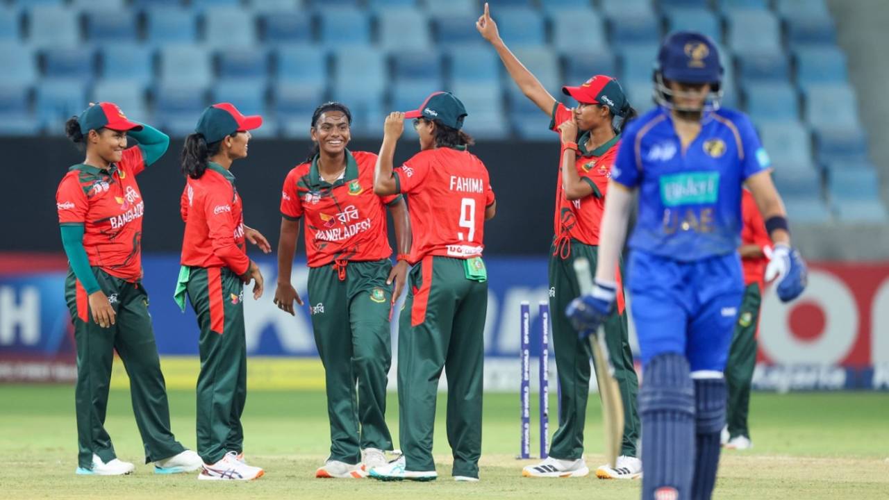 Marufa Akter dismissed Esha Oza in the opening over, UAE vs Bangladesh, Women's T20 Asia Cup, Dubai, September 8, 2026 Marufa Akter dismissed Esha Oza in the opening over, UAE vs Bangladesh, Women's T20 Asia Cup, Dubai, September 8, 2026