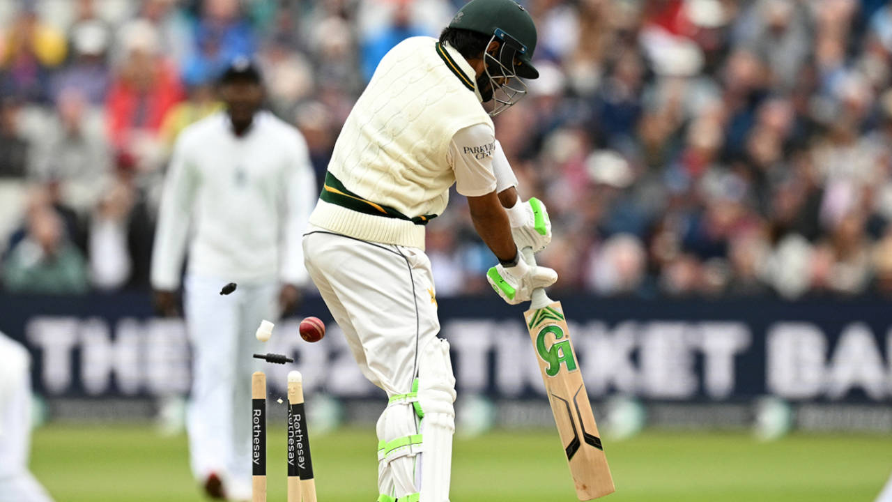 Babar Azam had his defences breached, England vs Pakistan, 3rd Men's Test, Edgbaston, 1st Day, September 9, 2026 Babar Azam had his defences breached, England vs Pakistan, 3rd Men's Test, Edgbaston, 1st Day, September 9, 2026
