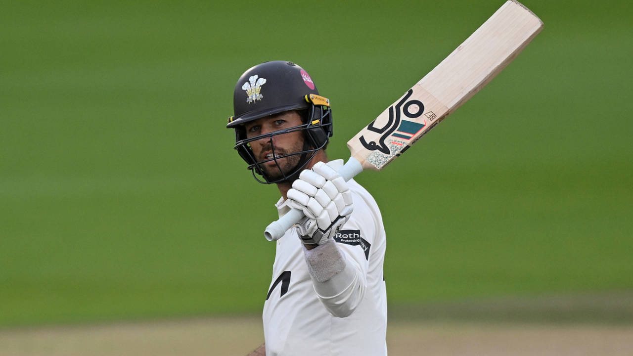 Ben Foakes acknowledges his half-century, Sussex vs Surrey, County Championship, Division One, Hove, September 10, 2026 Ben Foakes acknowledges his half-century, Sussex vs Surrey, County Championship, Division One, Hove, September 10, 2026