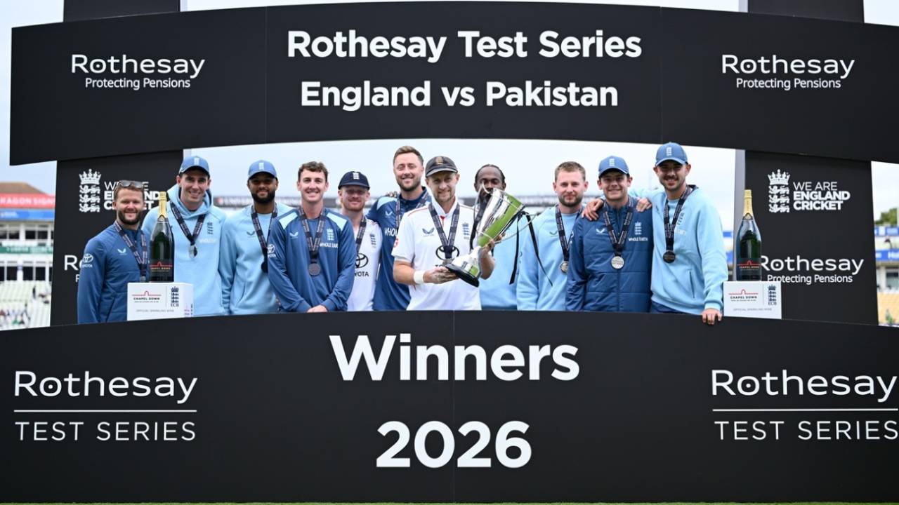 Joe Root holds up the series trophy, England vs Pakistan, 3rd Men's Test, Edgbaston, 3rd day, September 12, 2026