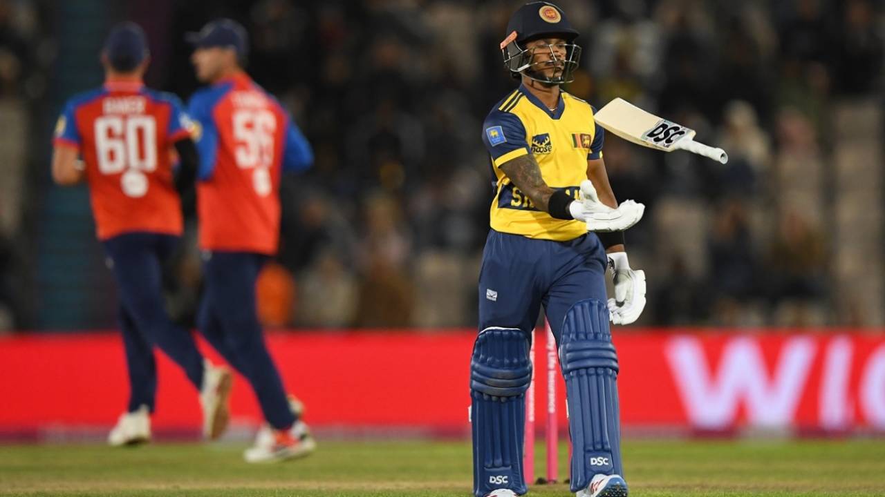Pathum Nissanka tosses his bat after being dismissed, England vs Sri Lanka, Southampton, September 15, 2026