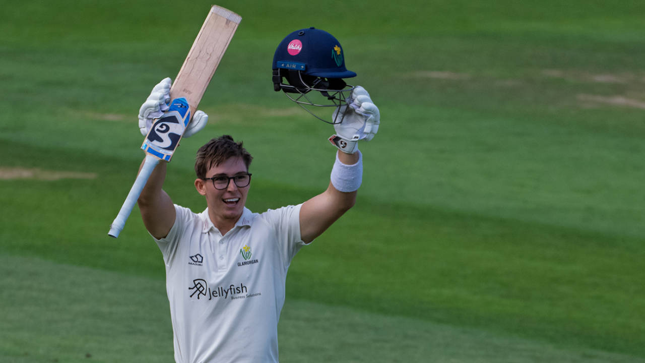 Asa Tribe celebrates his hundred, Surrey vs Glamorgan, The Oval, County Championship Division One, September 16, 2026
