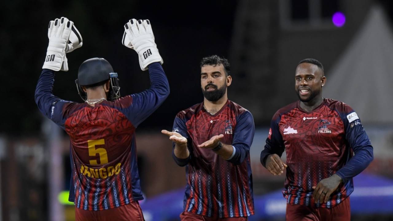 Shadab Khan was named the Player of the Match for his 4 for 16, Antigua and Barbuda Falcons vs Guyana Amazon Warriors, CPL 2026 Qualifier 1, bridgetown, September 17, 2026