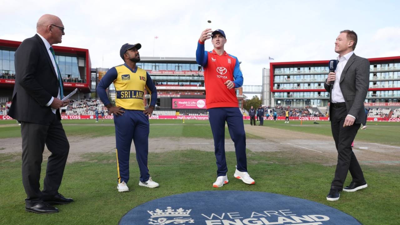 Harry Brook flips the coin at the toss, England vs Sri Lanka, 3rd T20I, Old Trafford, September 19, 2026