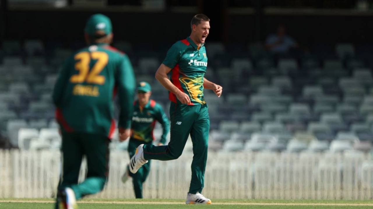 Beau Webster celebrates a wicket, Western Australia vs Tasmania, One-Day Cup, W.A.C.A Ground, September 20, 2026