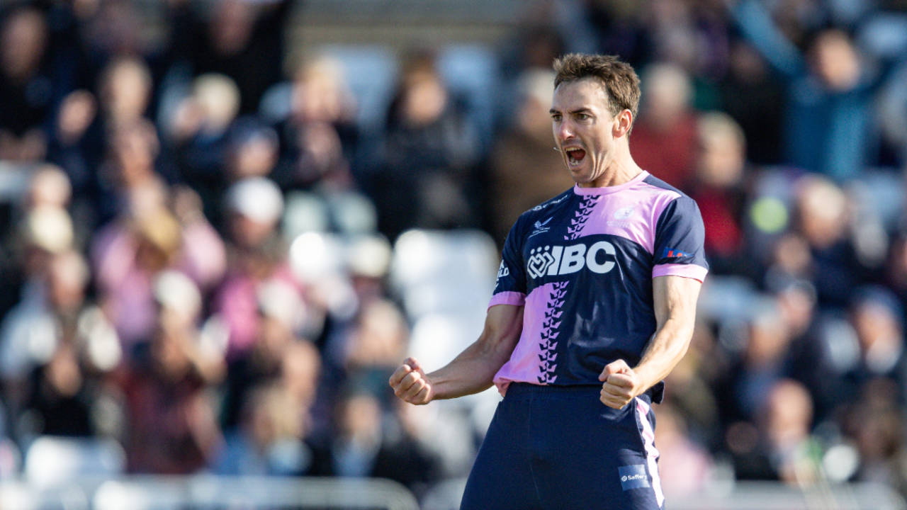 Toby Roland-Jones struck in the powerplay, Leicestershire vs Middlesex, Men's One-Day Cup final, Trent Bridge, September 20, 2026