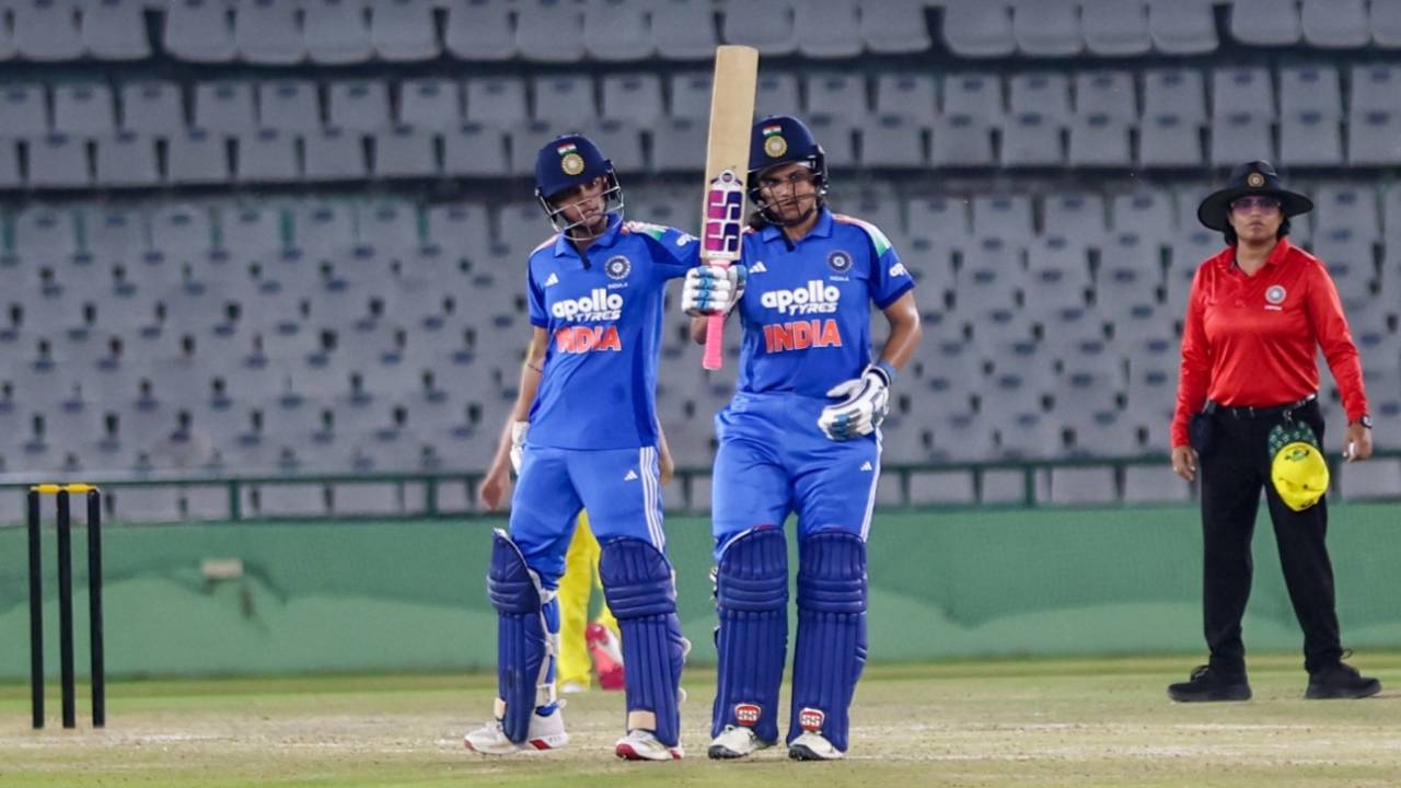 Tejal Hasabnis brings up her fifty, India A vs Australia A, 1st women's one-dayer, Mohali, September 20, 2026