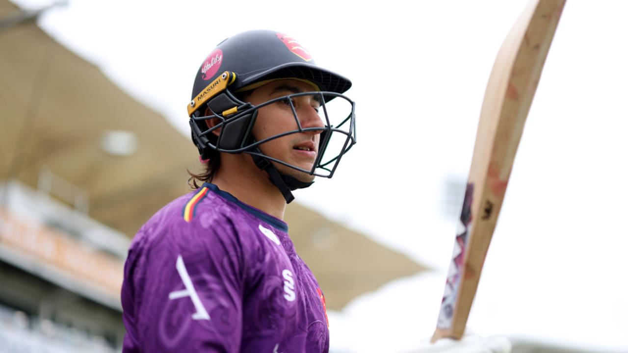 Robin Das walks out to bat in the One-Day Cup in 2025, Hampshire vs Essex, August 7, 2025