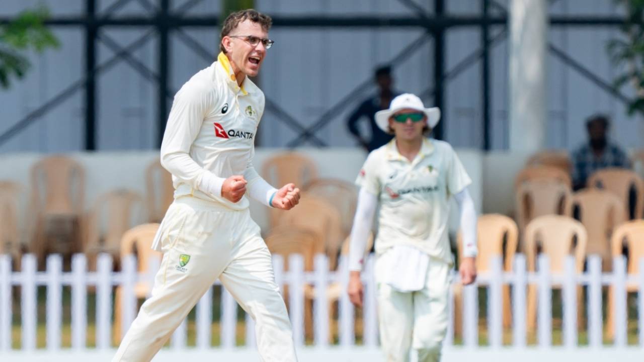 Todd Murphy picked up two wickets on day two, India A vs Australia A, 2nd unofficial Test, Puducherry, 2nd day, September 30, 2026