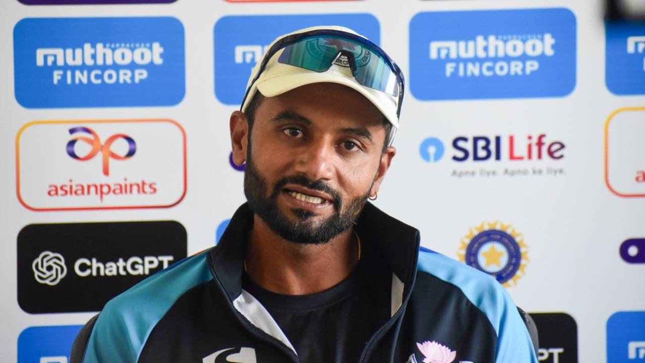 Paras Dogra addresses the media on the eve of leading J&K in the Irani Trophy, Jammu & Kashmir vs Rest of India, Irani Trophy, Srinagar, September 30, 2026