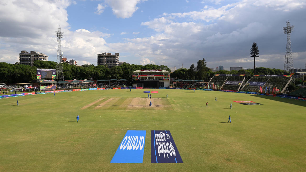 A general view of Harare Sports Club during the Under-19 World Cup final, England vs India, Under-19 World Cup, February 6, 2026