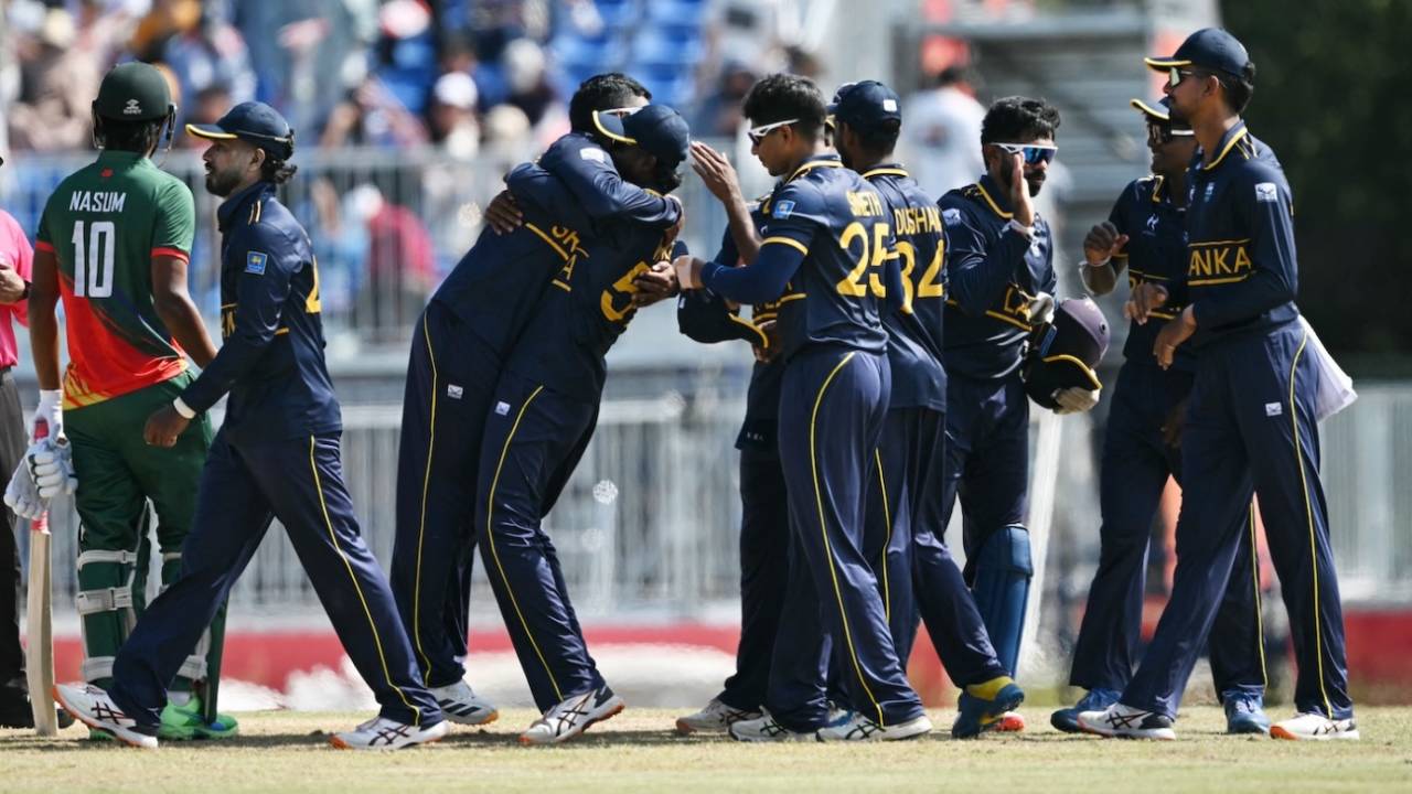 The Sri Lankans celebrate after winning the bronze medal, Bangladesh vs Sri Lanka, Asian Games men's competition 3rd place playoff, Nisshin, October 3, 2026