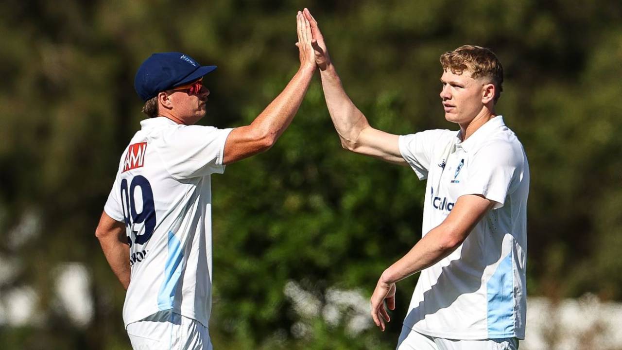 Bryce Jackson and Jake Scott took seven wickets between them on debut, New South Wales vs Tasmania, day 1, Sheffield Shield, Cricket Central, Sydney, October 8, 2026