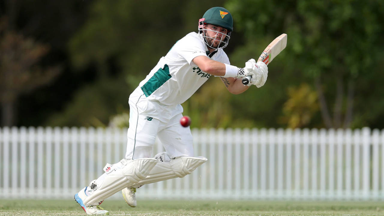 Caleb Jewell works through the on side, New South Wales vs Tasmania, Sheffield Shield, Cricket Central, October 10, 2026