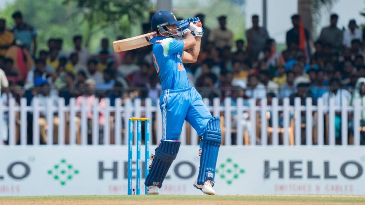 Suryansh Shedge swats one away over midwicket, India A vs Australia A, 3rd one-dayer, Puducherry, October 11, 2026