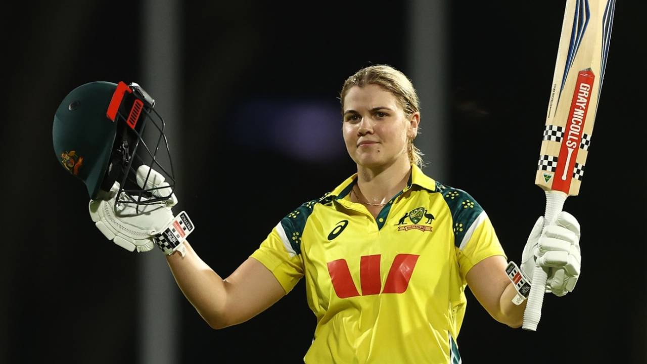 Georgia Voll celebrates her century, Australia vs Bangladesh, 2nd women's ODI, Brisbane, October 11, 2026