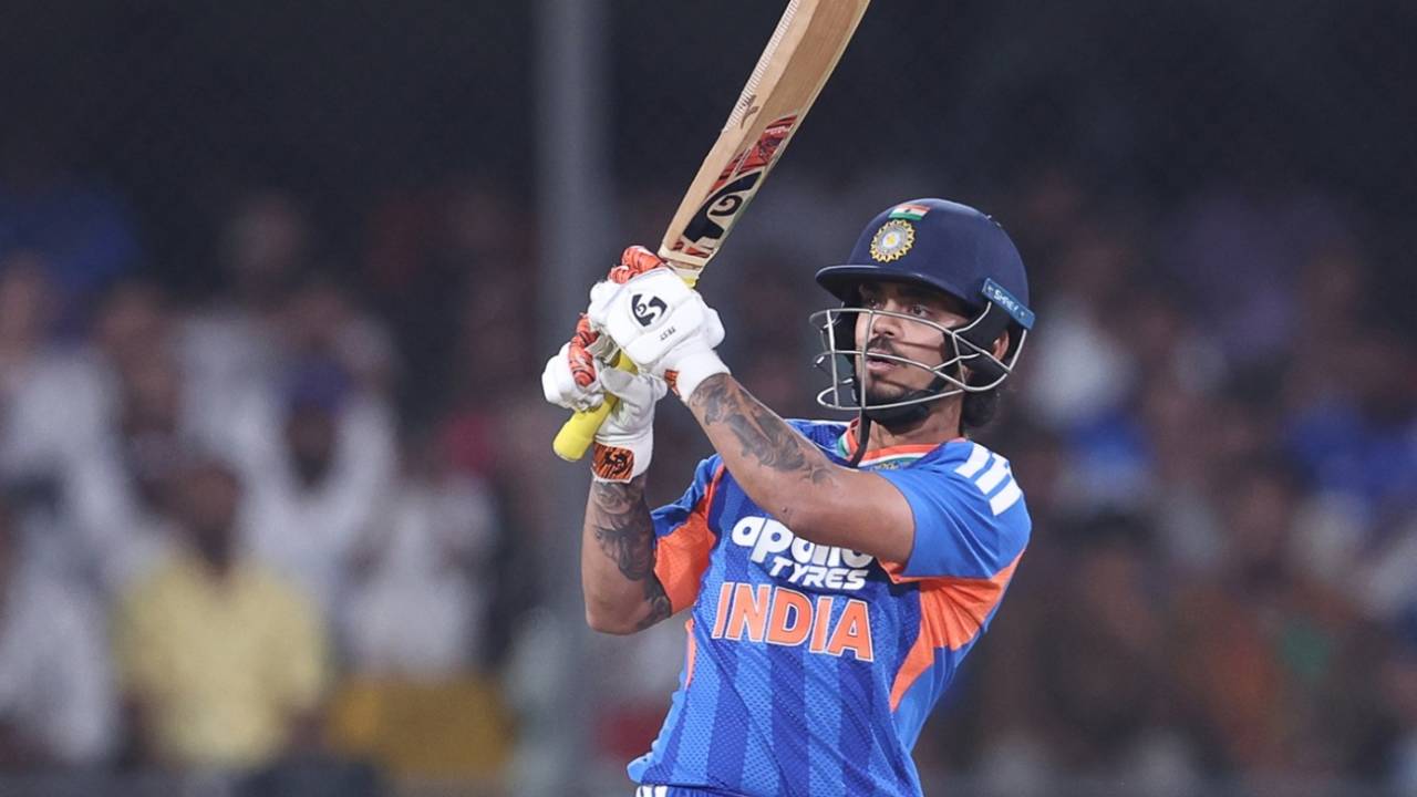 Ishan Kishan swings one away, India vs West Indies, 3rd T20I, Indore, October 11, 2026