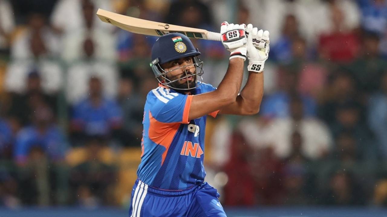 Naman Dhir launches a big one, India vs West Indies, 5th T20I, Bengaluru, October 17, 2026