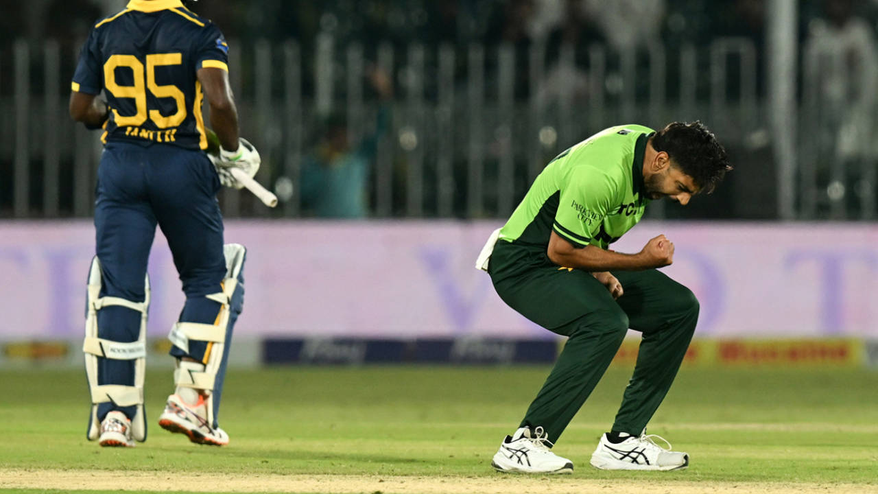 Haris Rauf roars in celebration, Pakistan vs Sri Lanka, ODI tri-series, Rawalpindi, October 18, 2026