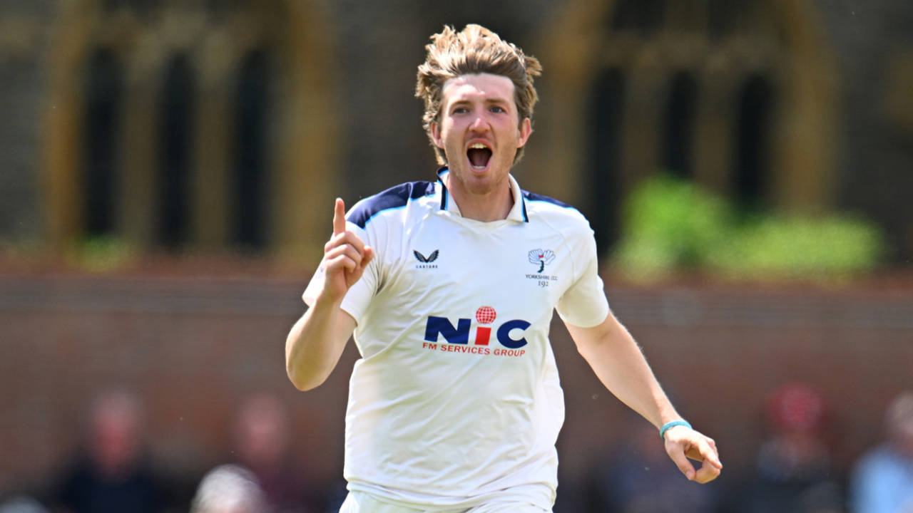 George Hill wheels away in celebration, Somerset vs Yorkshire, County Championship, Division One, Taunton, May 4, 2026