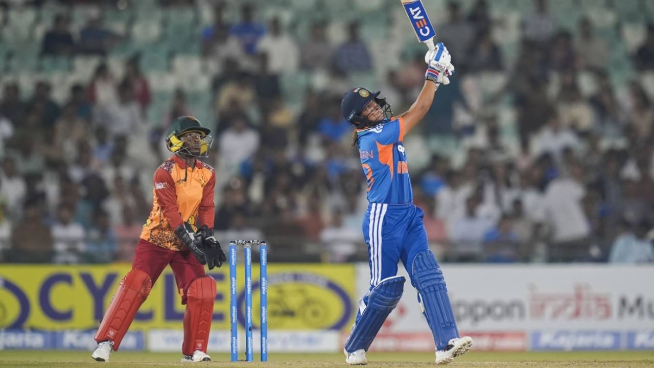 Harmanpreet Kaur hit five sixes in her unbeaten 91 off 41, India vs Zimbabwe, 3rd Women's T20I, Raipur, October 20, 2026