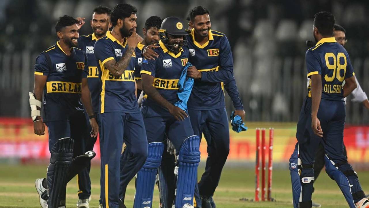 Sri Lanka celebrate victory after chasing down 430, England vs Sri Lanka, Tri-series, October 22, 2026