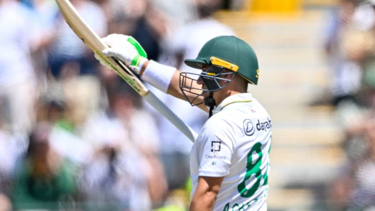 Marques Ackerman celebrates his first Test fifty, South Africa vs Australia, 3rd Test, Cape Town, 1st Day, October 27, 2026