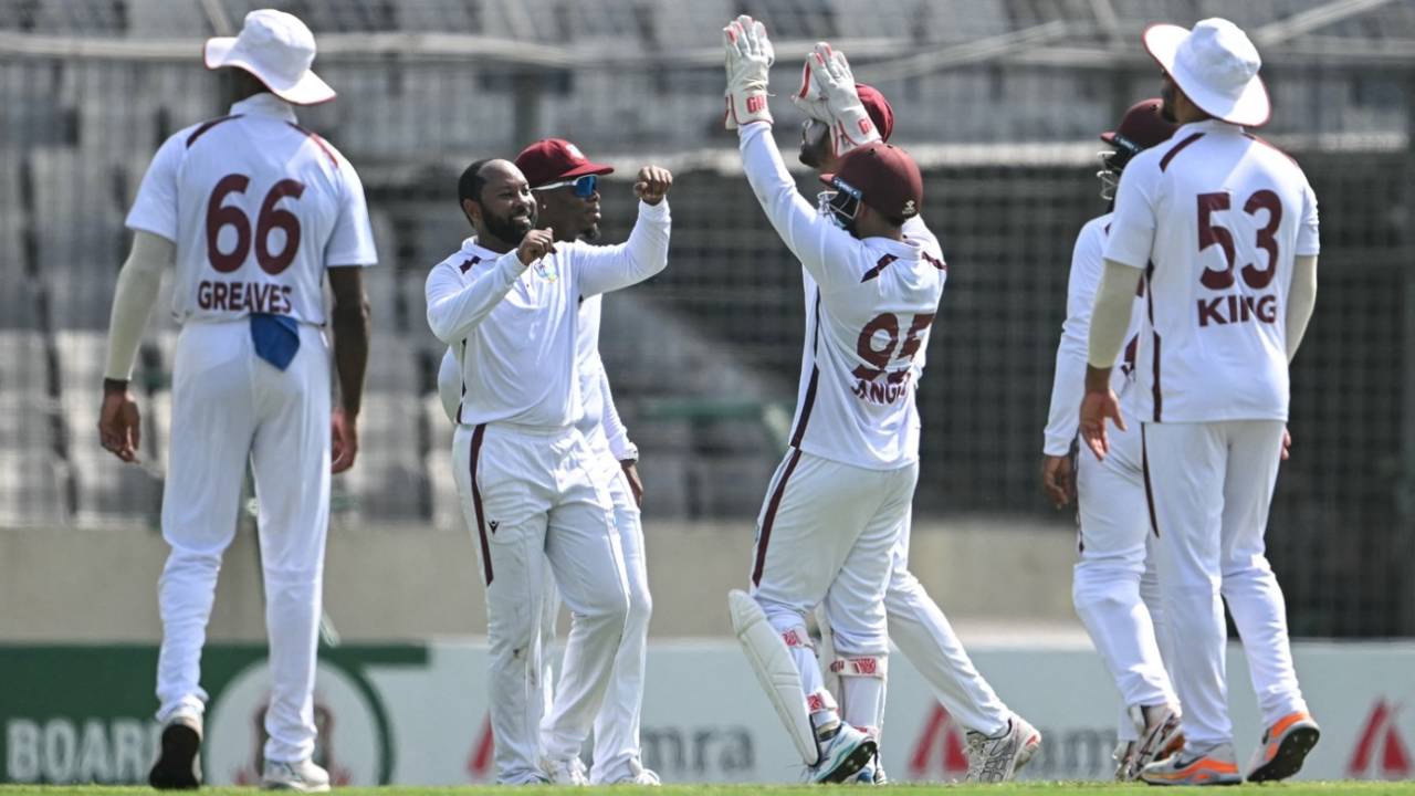 Jomel Warrican was on the money on the second morning, Bangladesh vs West Indies, 1st Test, Dhaka, 2nd day, October 29, 2026