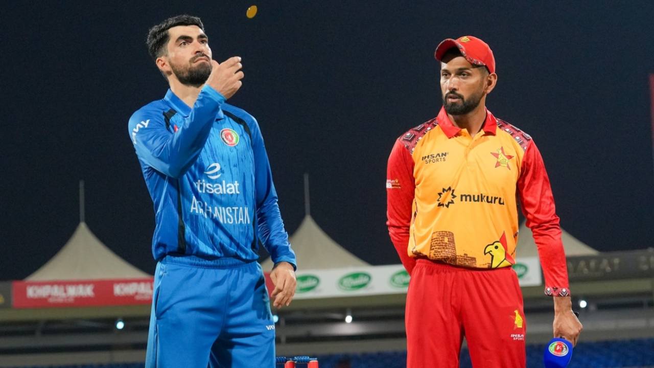 Ibrahim Zadran and Sikandar Raza at the toss, Afghanistan vs Zimbabwe, 2nd T20I, Sharjah, October 29, 2026