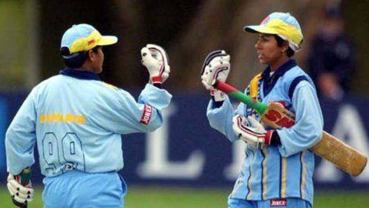A fifty-partnership for Hemlata Kala and Chanderkanta Kaul, India vs Netherlands, Lincoln Green, CricInfo Women's World Cup, December 2, 2000