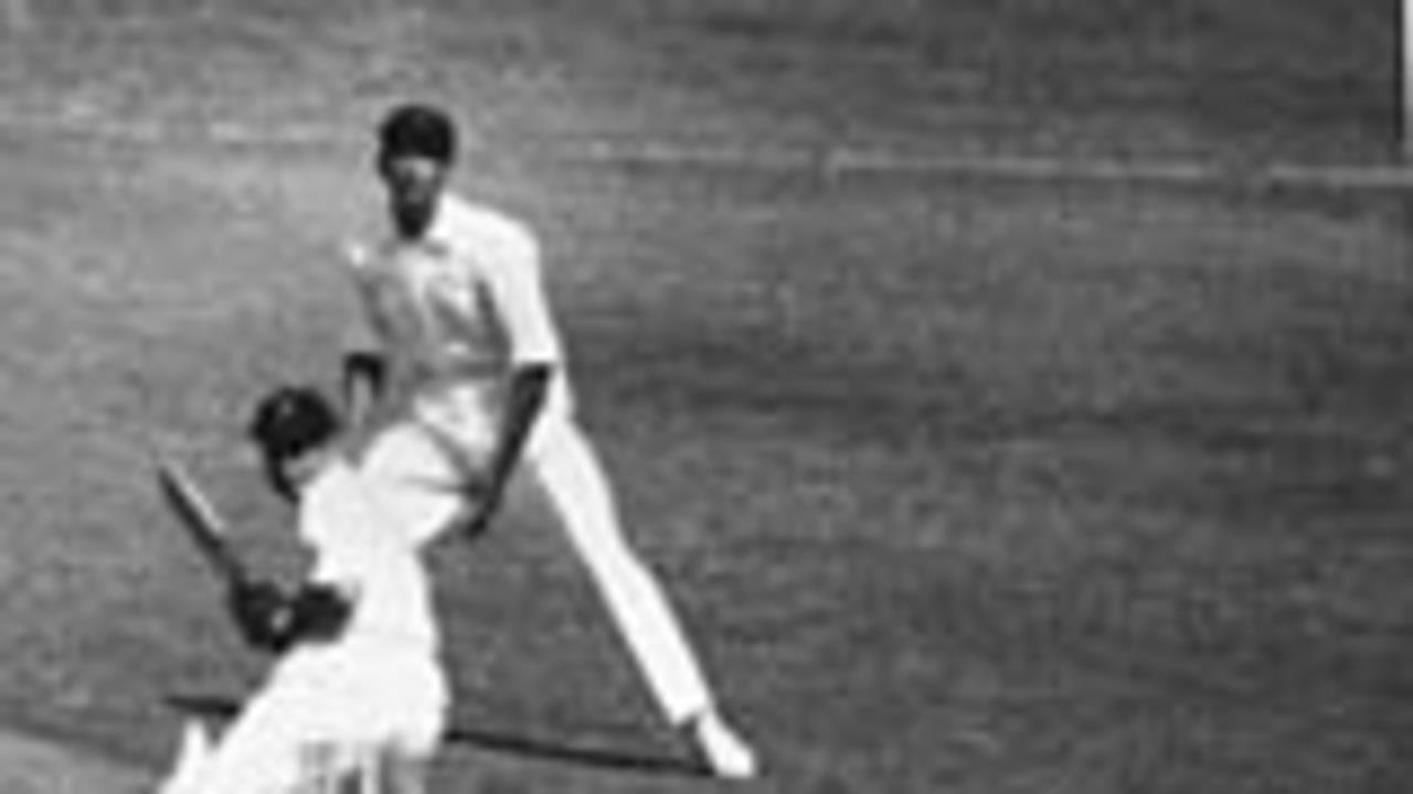 Pankaj Roy is bowled by Khan Mohammad