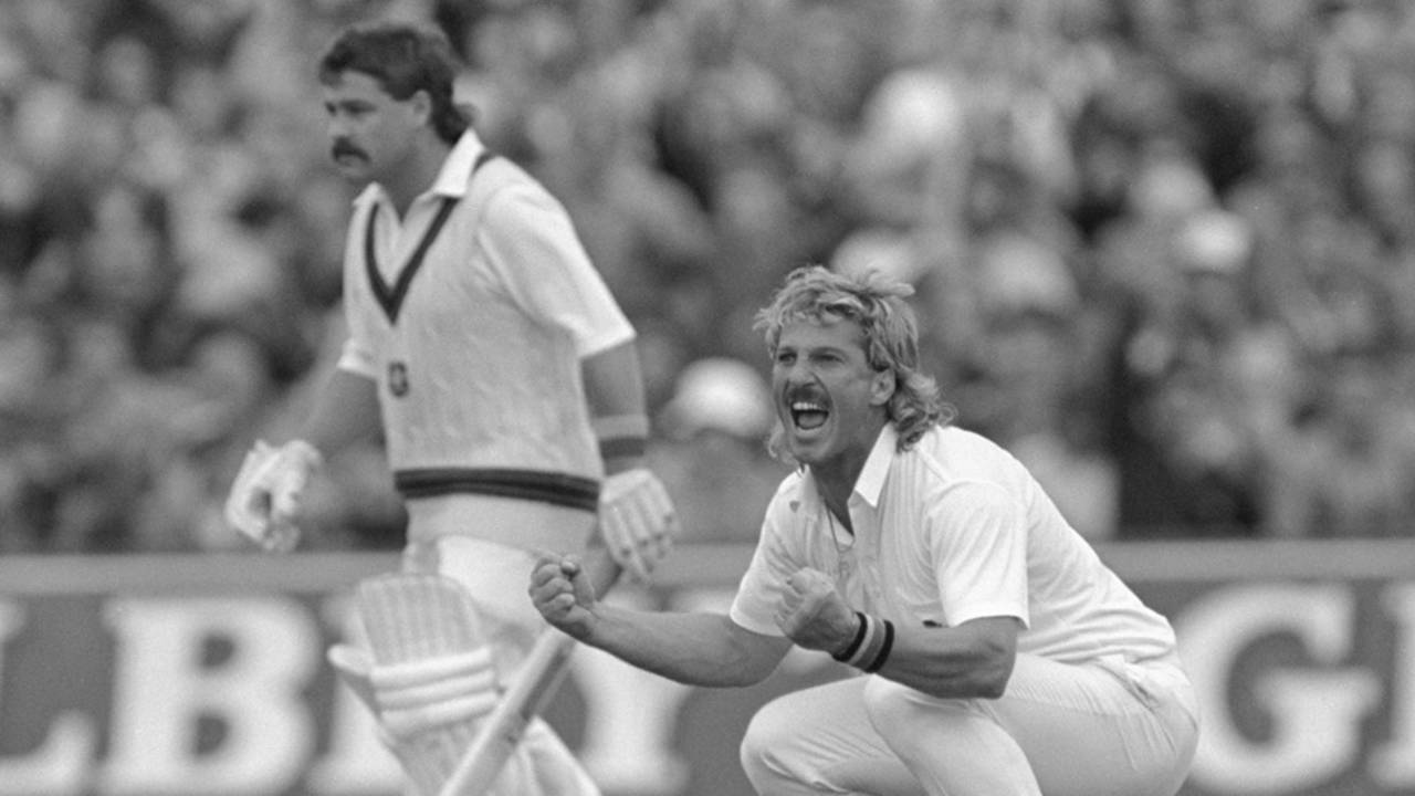 Ian Botham roars his delight after taking a wicket, England v Australia, 1985