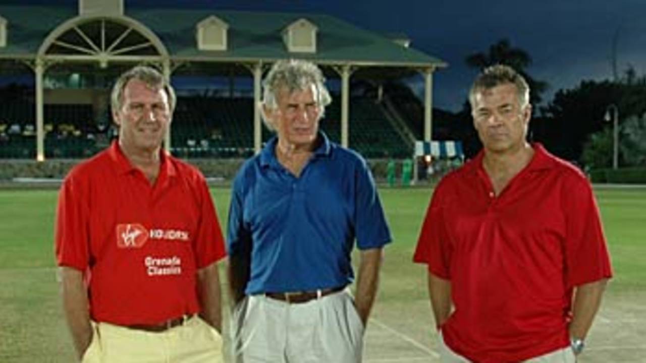 John Lever, John Snow and Neal Radford at the Antigua Independence Festival, Stanford Oval, November 2005