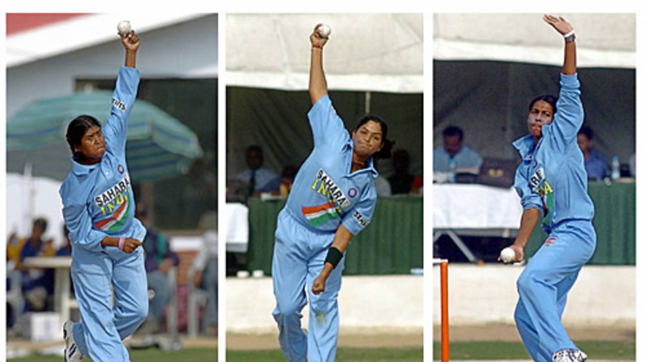 Neetu David, Varsha Raphael, Nooshin Al Khader, India women v Sri Lanka women, 5th Women's One-Day International, Karachi, January 1, 2006