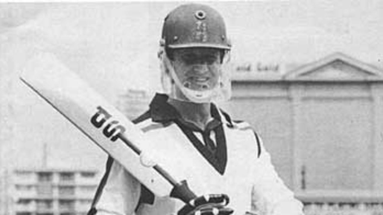 Ross Edwards models the 'proposed coloured cricket apparel', Benson & Hedges World Series Cup, 1979-80, Australia
