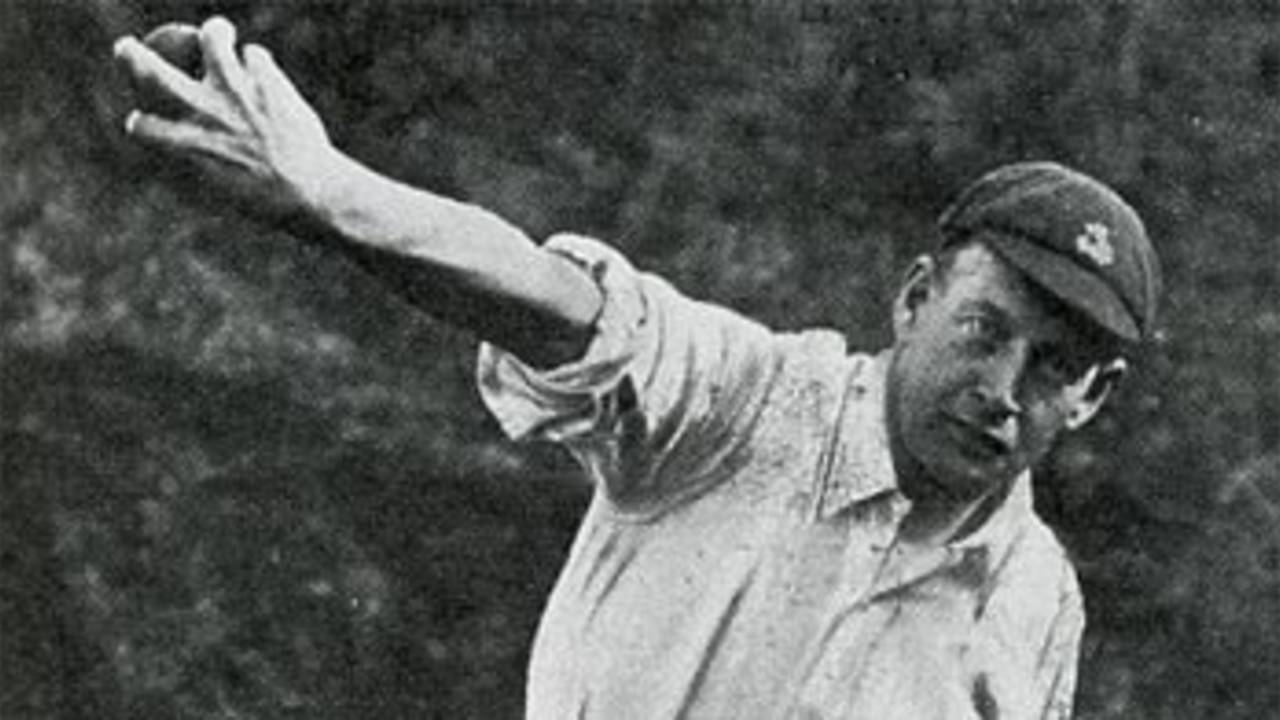 Douglas Carr in posed bowling shot 1910