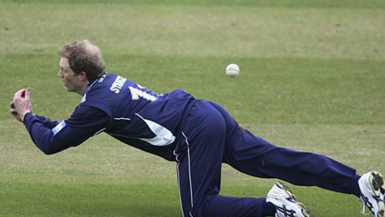 Ian Stanger drops a costly catch off Neil Carter