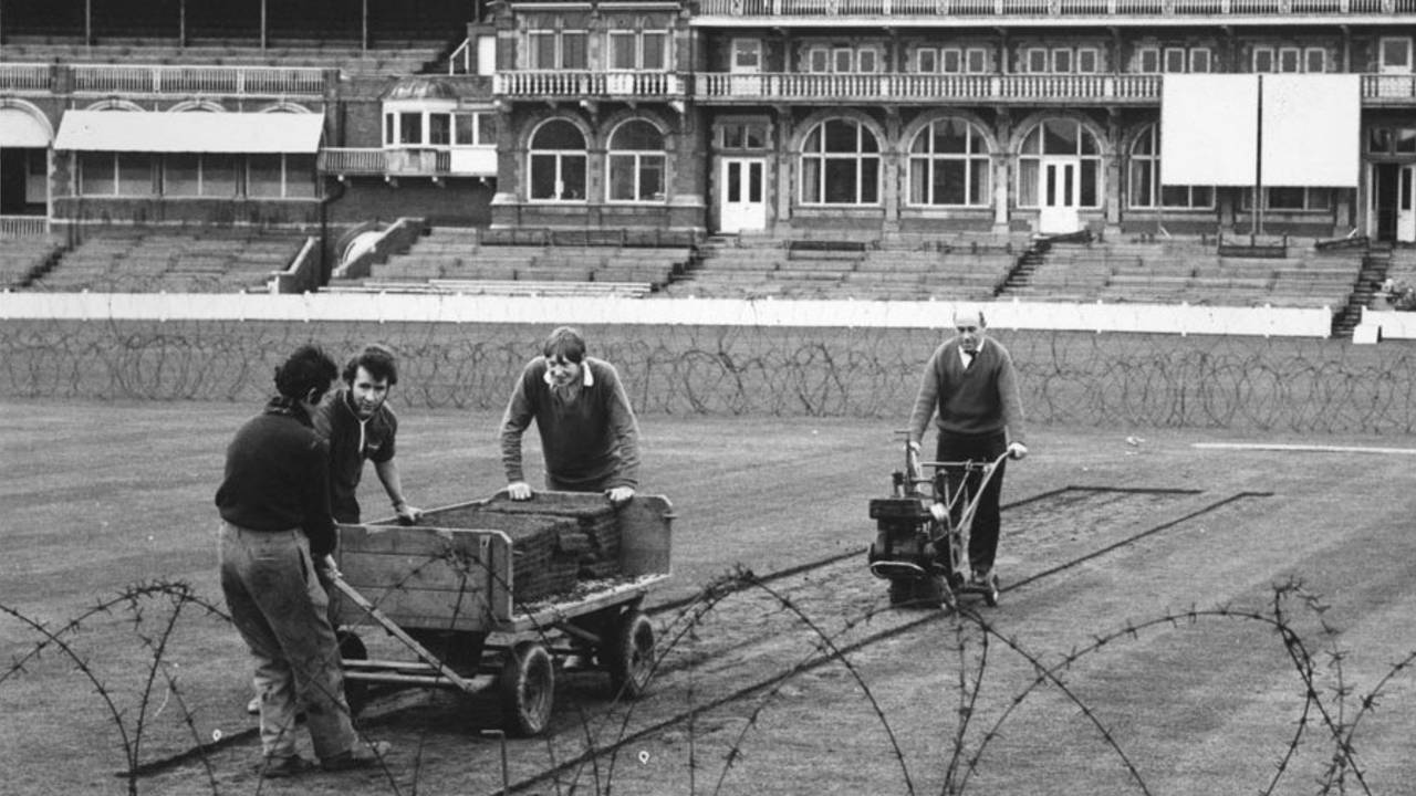 Security at The Oval ahead of the planned South Africa tour in April 1970. The trip was eventually cancelled, April 20, 1970