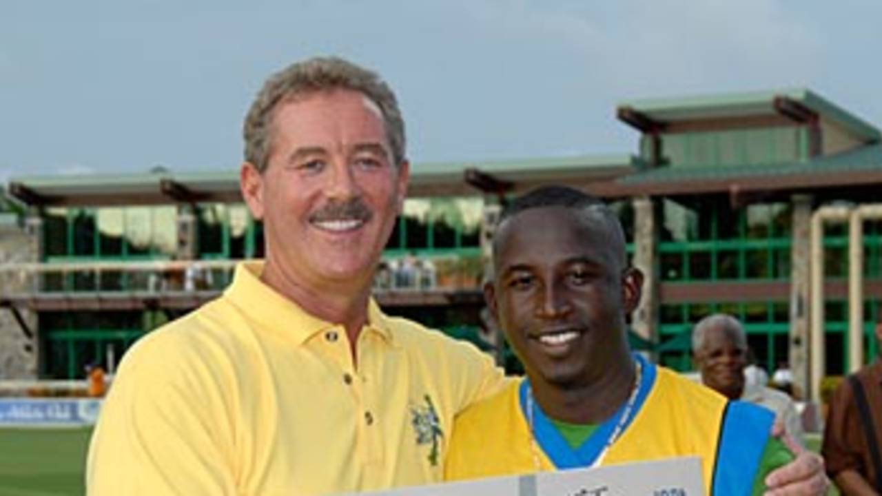 Kenroy Martin collects his $25,000 Man-of-the-Match award, St Vincent v United States Virgin Islands, Stanford 20/20, Antigua, July 18, 2006 