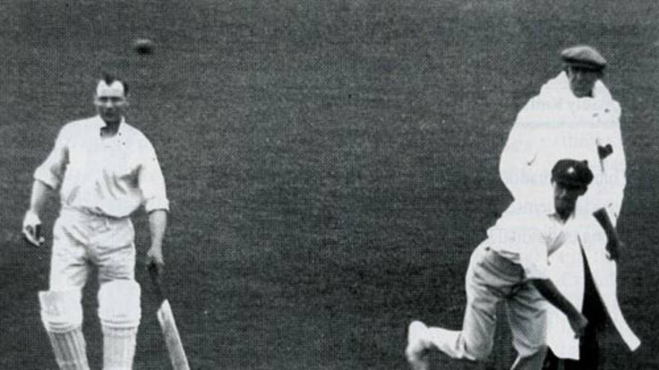 Clarrie Grimmett bowling against Surrey at The Oval in 1926